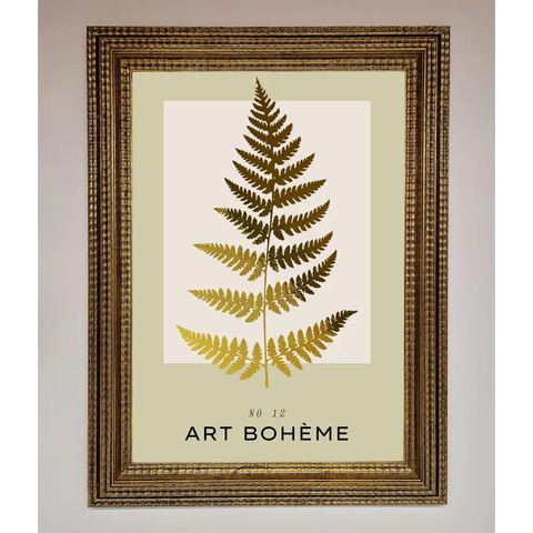 Art Boheme Leaf Foil Print - A3 (29.7 x 42 cm) / Ornate Gold - Framed Print