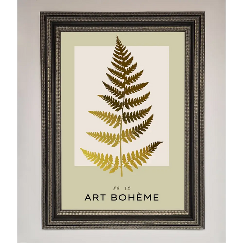 Art Boheme Leaf Foil Print - A3 (29.7 x 42 cm) / Ornate Silver Black - Framed Print
