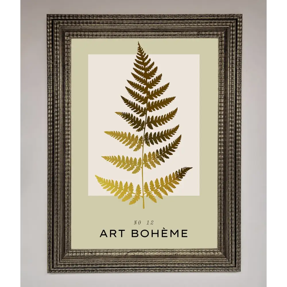 Art Boheme Leaf Foil Print - A3 (29.7 x 42 cm) / Ornate Silver - Framed Print