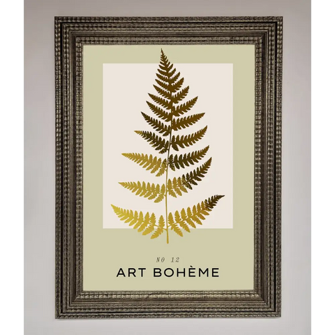 Art Boheme Leaf Foil Print - A3 (29.7 x 42 cm) / Ornate Silver - Framed Print