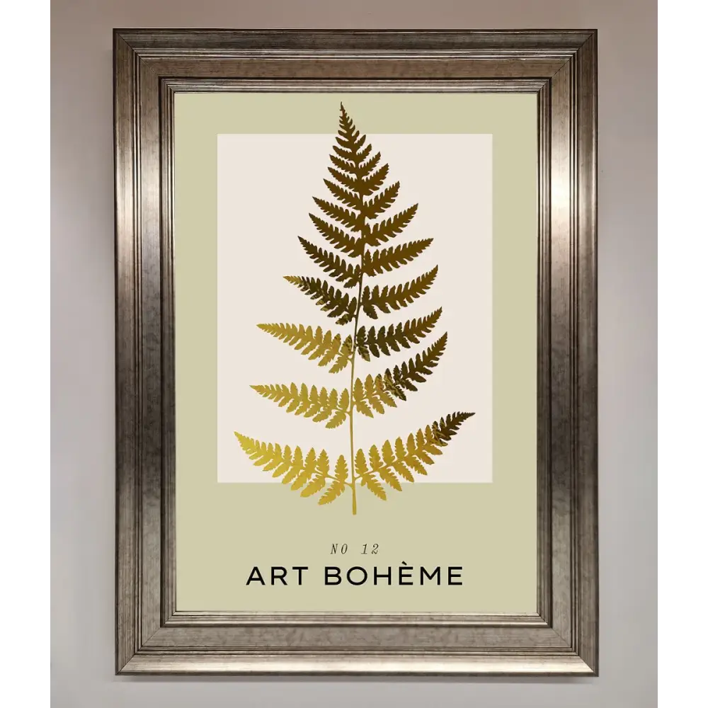 Art Boheme Leaf Foil Print - A3 (29.7 x 42 cm) / Silver - Framed Print