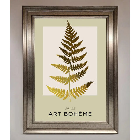 Art Boheme Leaf Foil Print - A3 (29.7 x 42 cm) / Silver - Framed Print