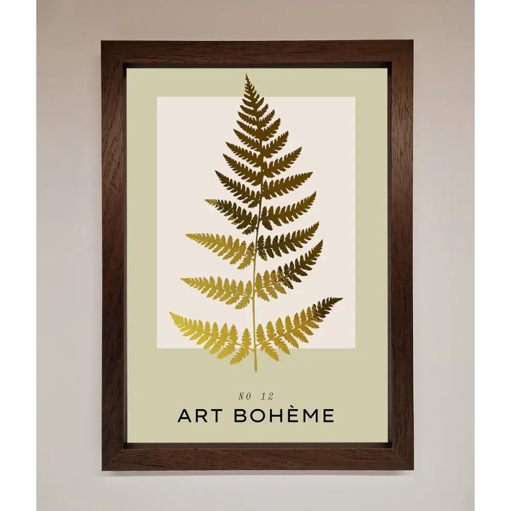 Art Boheme Leaf Foil Print - A3 (29.7 x 42 cm) / Walnut - Framed Print