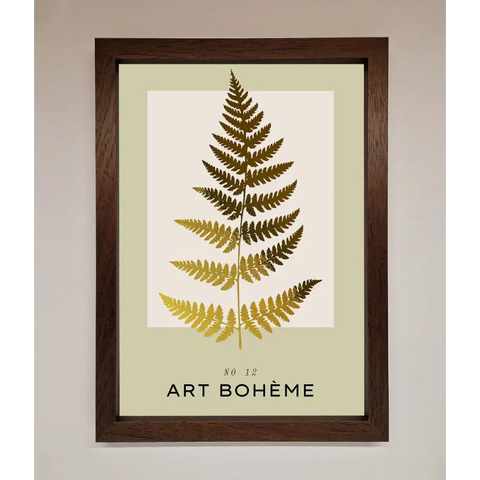 Art Boheme Leaf Foil Print - A3 (29.7 x 42 cm) / Walnut - Framed Print