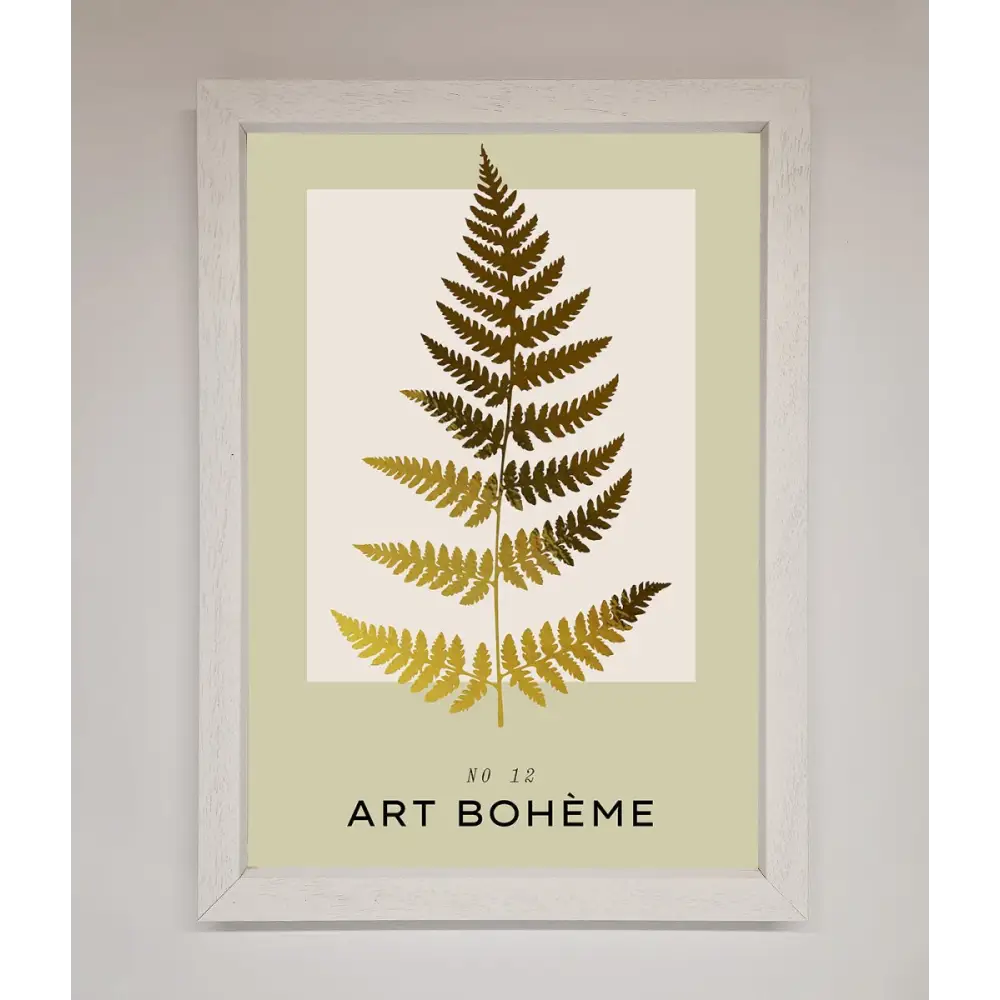 Art Boheme Leaf Foil Print - A3 (29.7 x 42 cm) / White - Framed Print