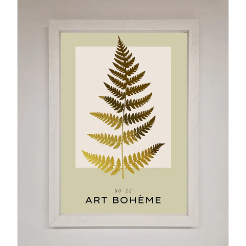 Art Boheme Leaf Foil Print - A3 (29.7 x 42 cm) / White - Framed Print