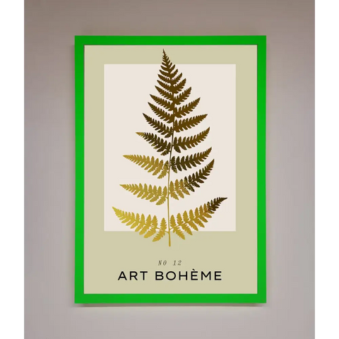 Art Boheme Leaf Foil Print - B0 (100 x 141 cm) / Neon Dark Green - Framed Print