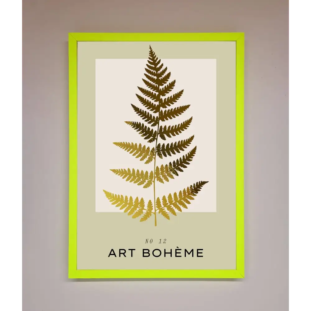 Art Boheme Leaf Foil Print - B0 (100 x 141 cm) / Neon Green - Framed Print