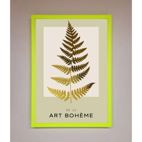 Art Boheme Leaf Foil Print - B0 (100 x 141 cm) / Neon Green - Framed Print