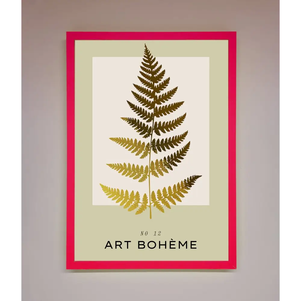 Art Boheme Leaf Foil Print - B0 (100 x 141 cm) / Neon Pink - Framed Print