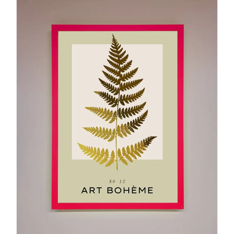 Art Boheme Leaf Foil Print - B0 (100 x 141 cm) / Neon Pink - Framed Print