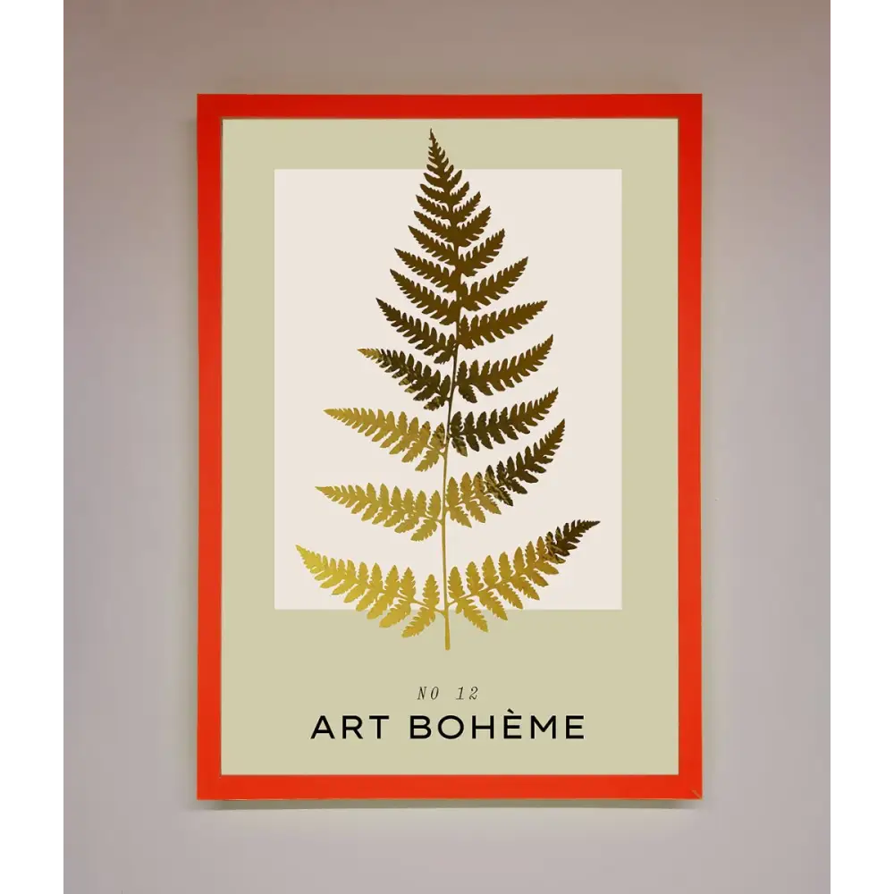 Art Boheme Leaf Foil Print - B0 (100 x 141 cm) / Neon Red - Framed Print