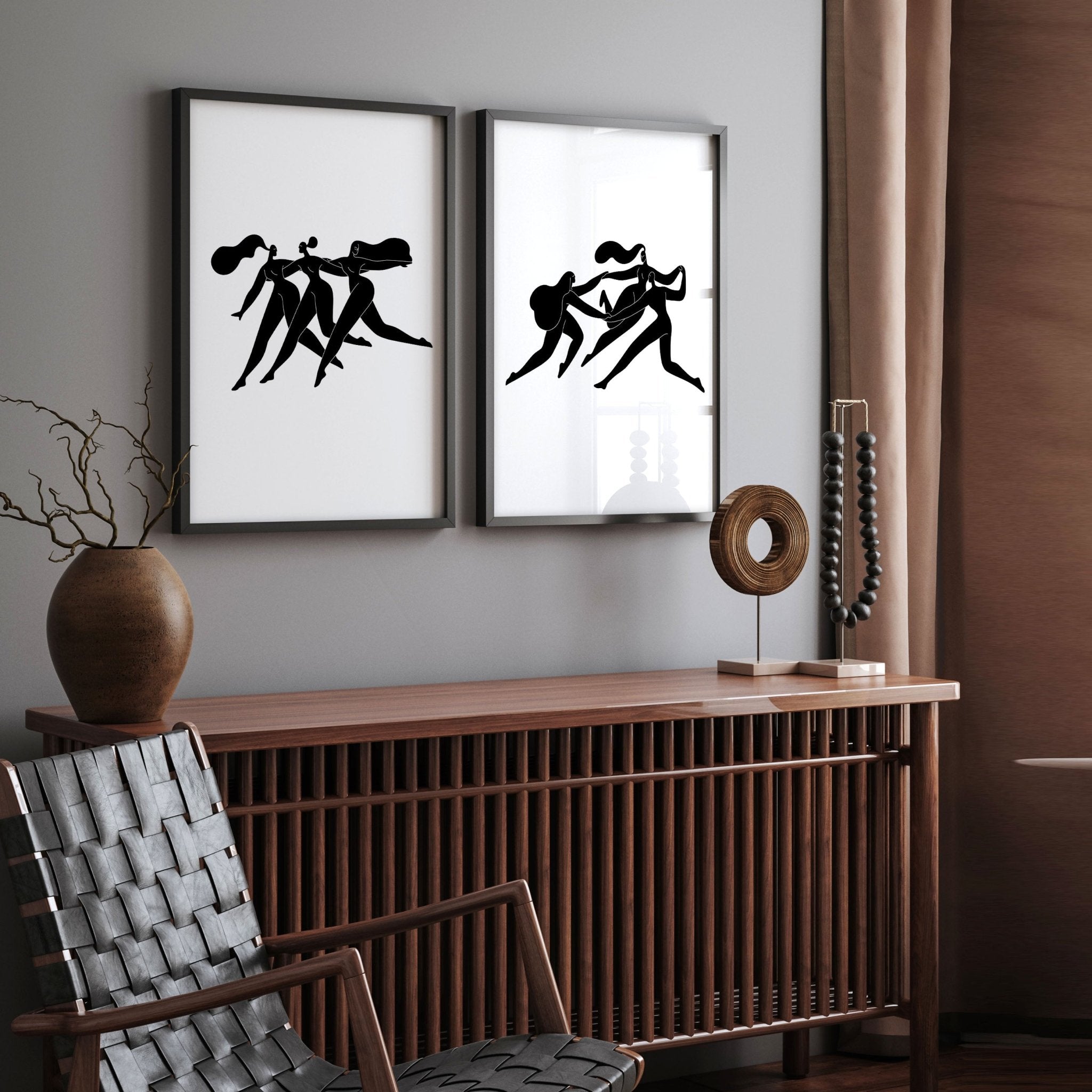 Art For Hallway | Set of 2 Boho Women Wall art Prints