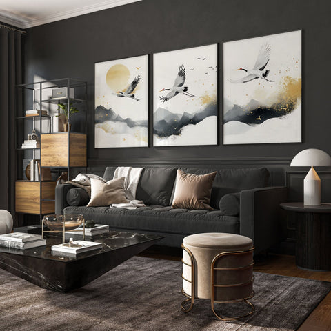 Art For Huge Wall | Set of 3 Asian Inspired Wall art Prints