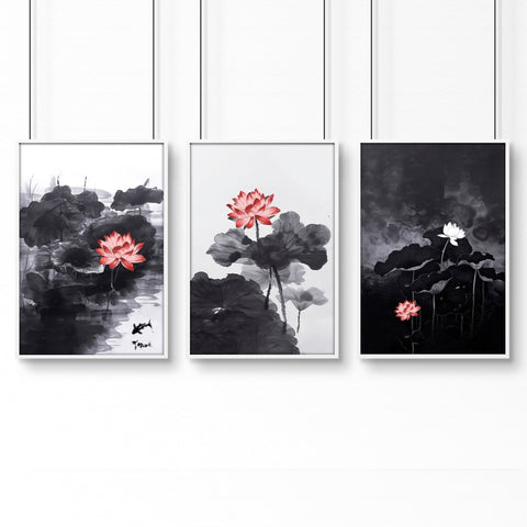 Art Modern Prints | Set of 3 Asian Inspired Wall art Prints