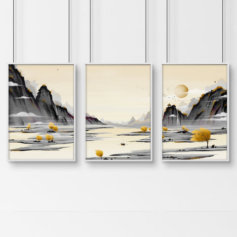 Art prints Japanese for bedroom | set of 3 wall art prints