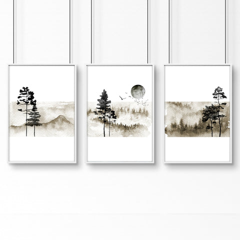 Art prints Scandinavian for bedroom | set of 3 wall art prints