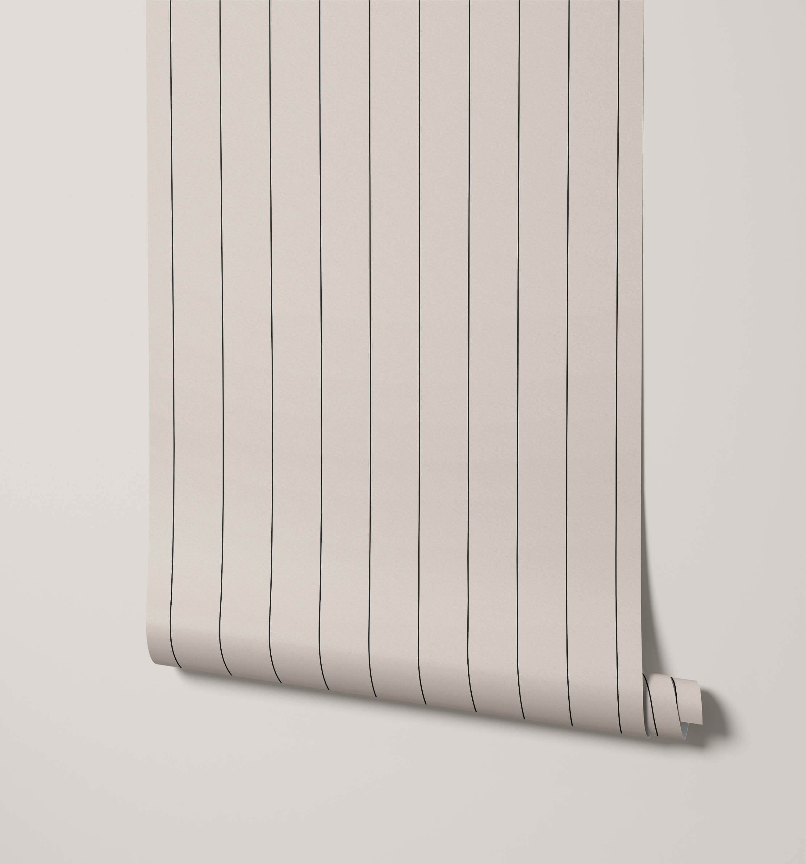 Arthur minimalist roll of off-white paper featuring thin black vertical pinstripe wallpaper perfect for sleek walls