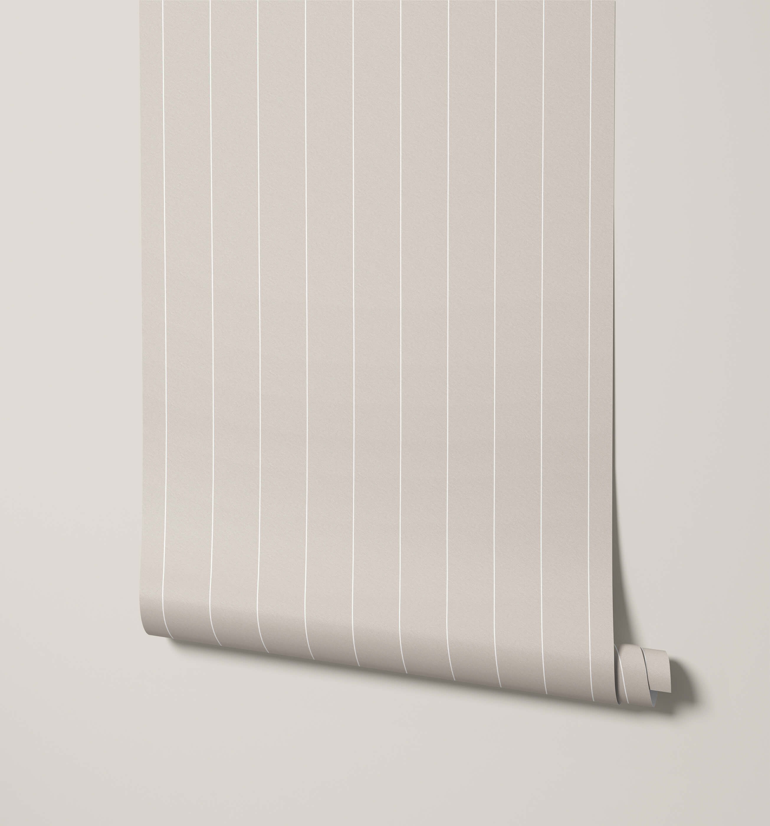 Beige arthur wallpaper with subtle white vertical stripes perfect for minimal pinstripe wallpaper designs