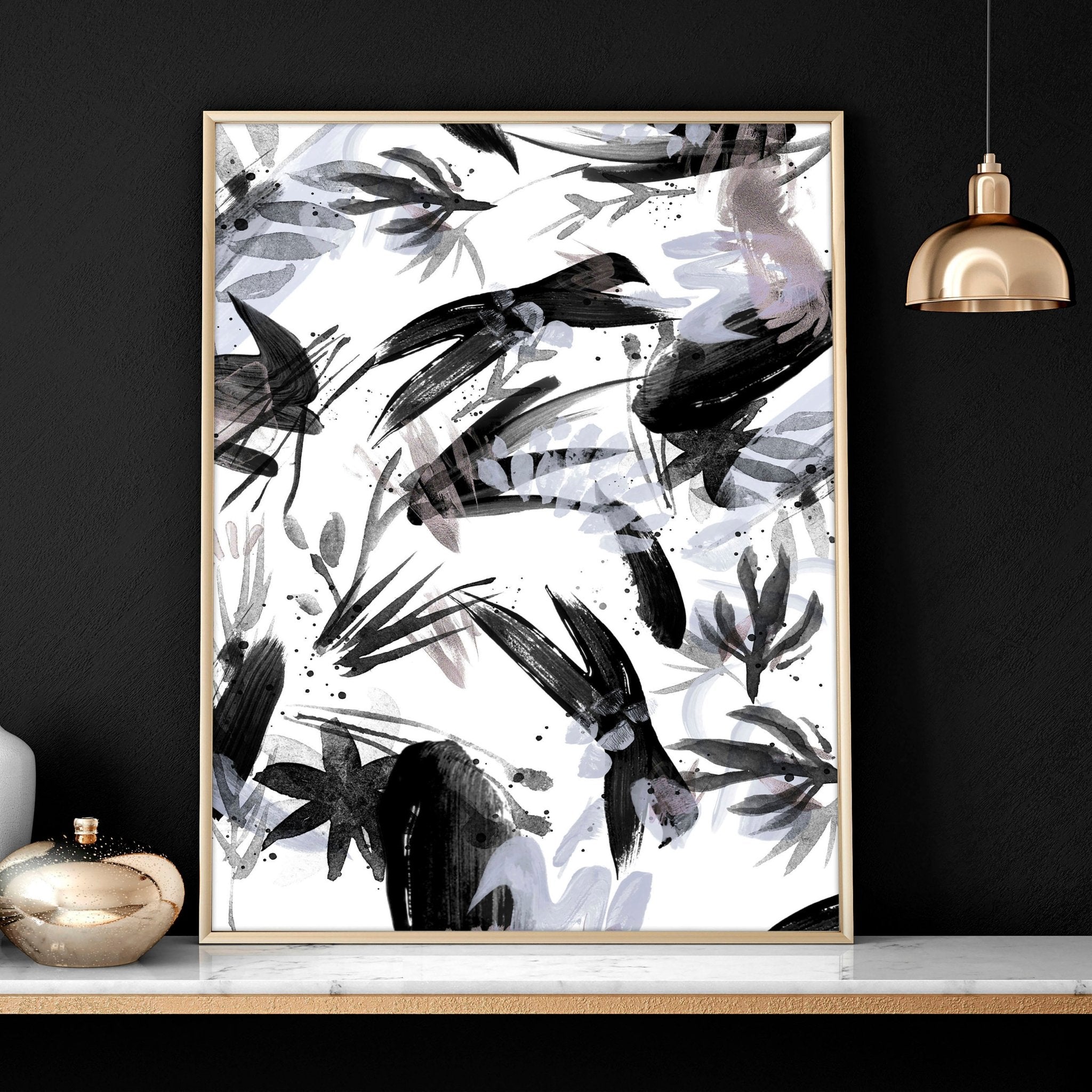 Black and white wall pictures | set of 3 wall art prints