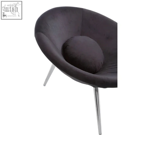 Dark gray velvet egg-shaped arto conic black chair with chrome legs perfect modern black chair option