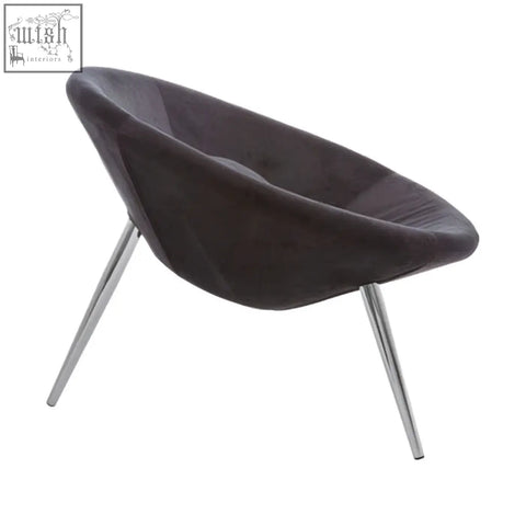 Dark gray velvet arto conic black chair with sleek chrome finished metal legs for stylish seating