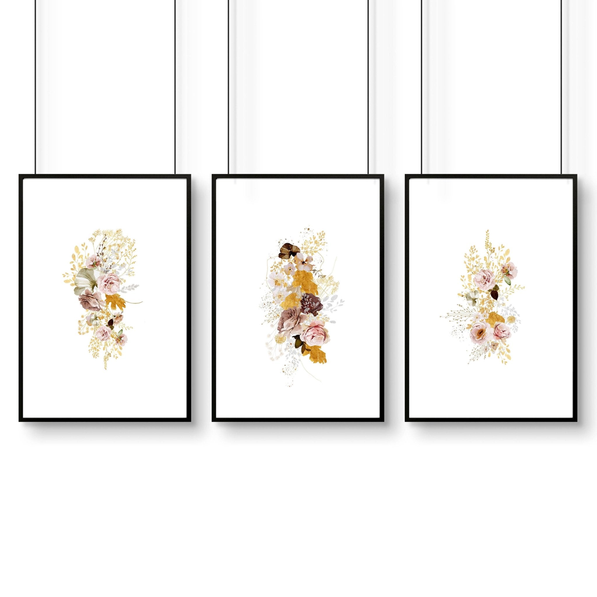 Artwork for a living room | set of 3 Shabby Chic wall art prints