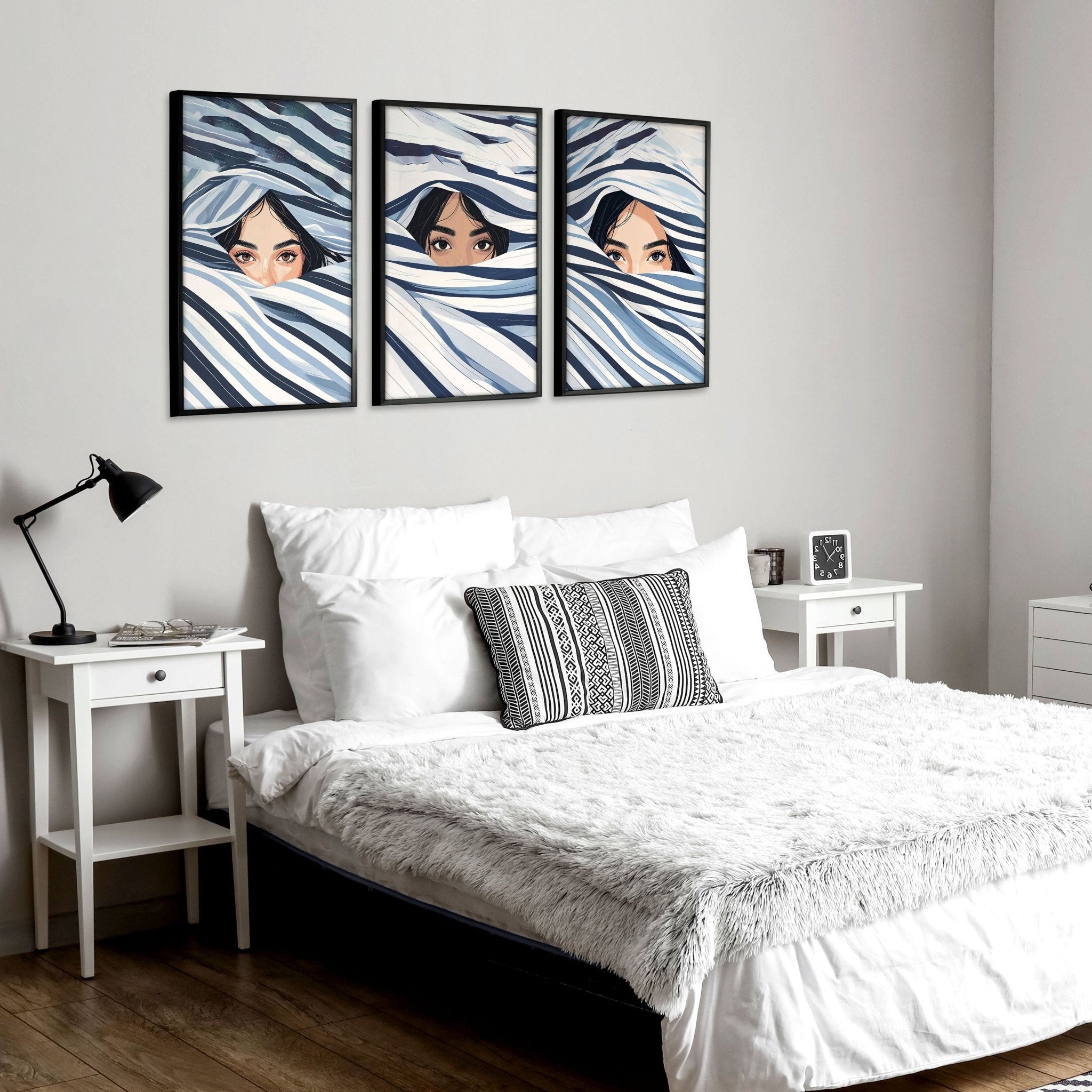 Artwork For Bedroom Wall | Set of 3 Boho Women Wall art Prints