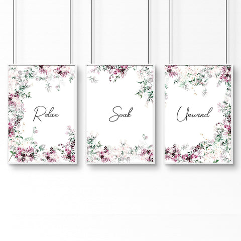 Artwork In Bathroom | Set of 3 wall art prints