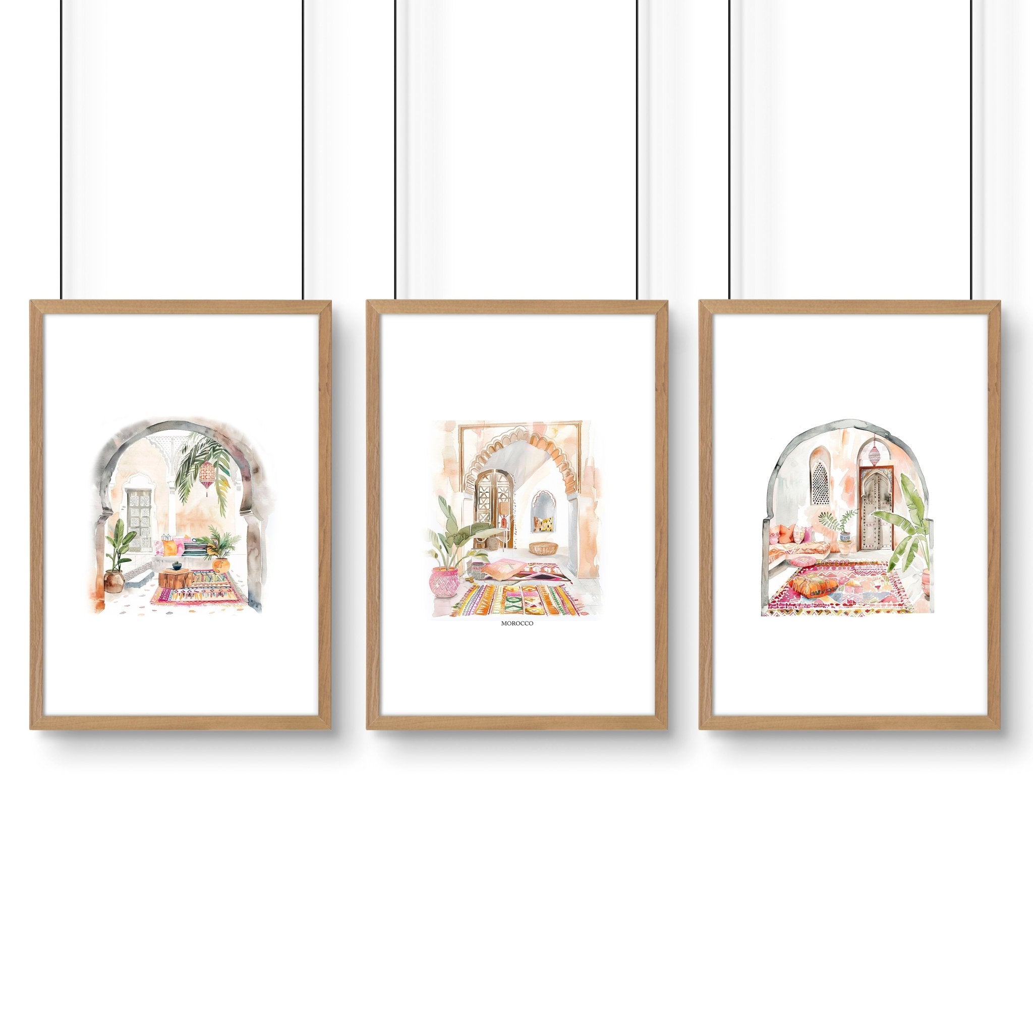 Artwork With Frame | Set of 3 Moroccan Inspired Wall art Prints