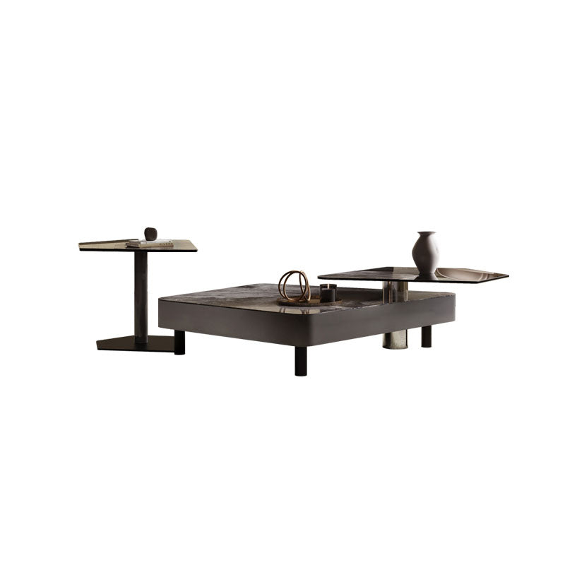 Modern dark gray arya nesting coffee table with sleek minimalist design and glass top for stylish living spaces