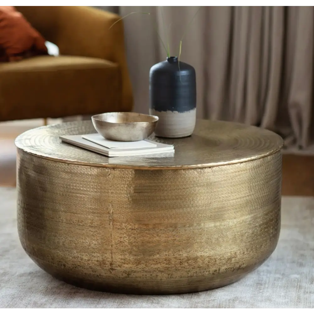 Ashah Round Coffee Table Gold - coffee table