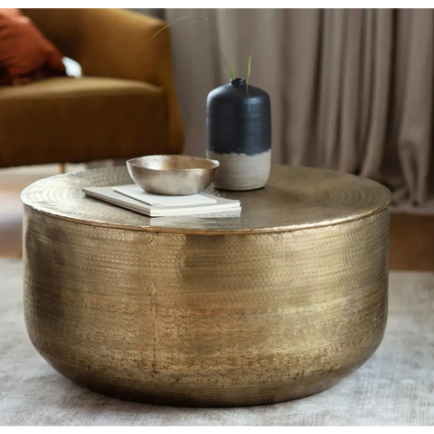 Ashah Round Coffee Table Gold - coffee table