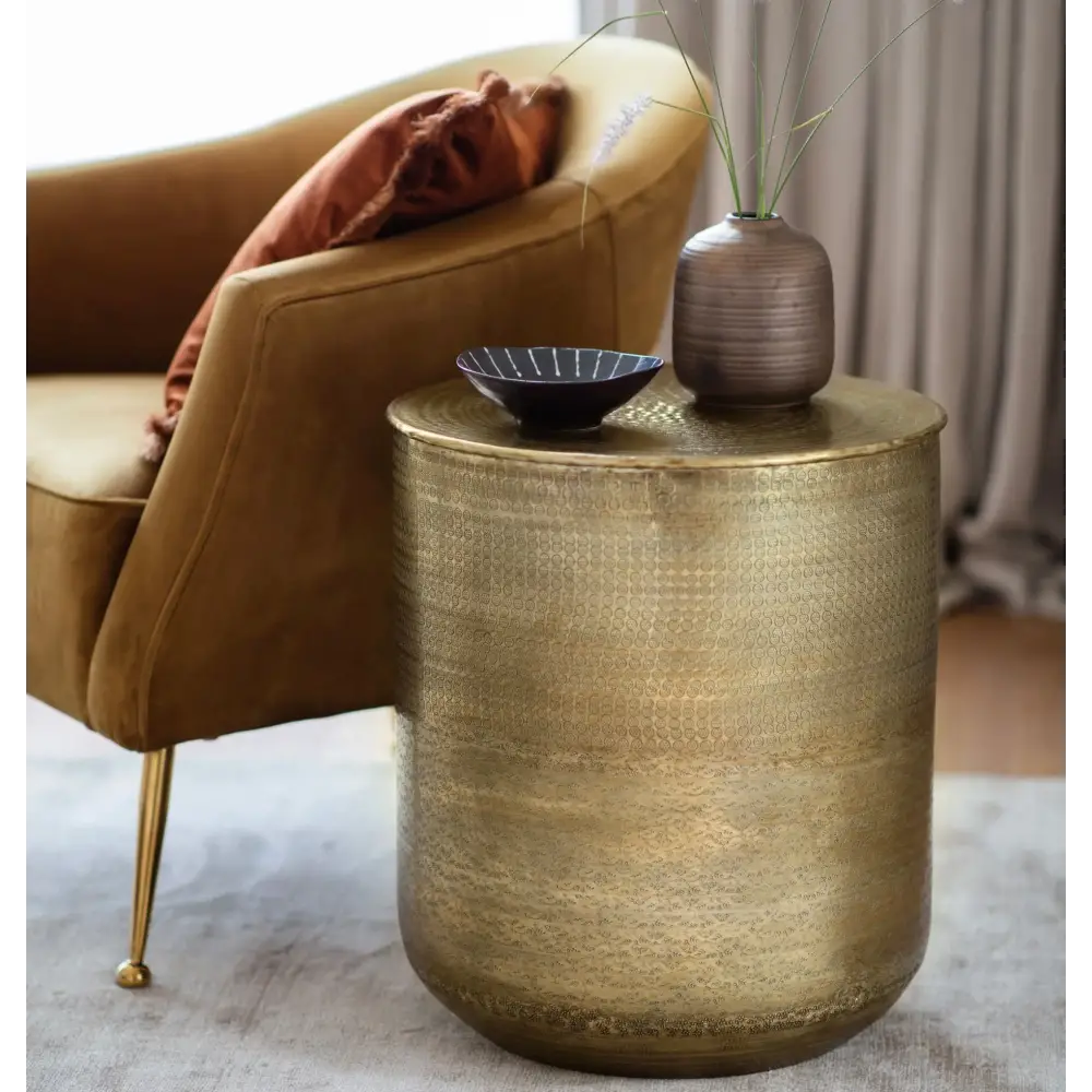 Ashah Round Side Table Gold - coffee table