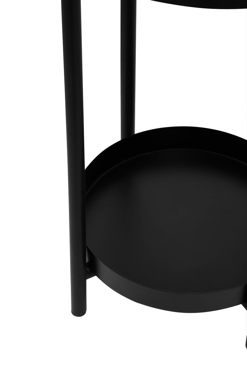 Asher two tier black metal side table with circular shelves perfect as a tier black plant stand