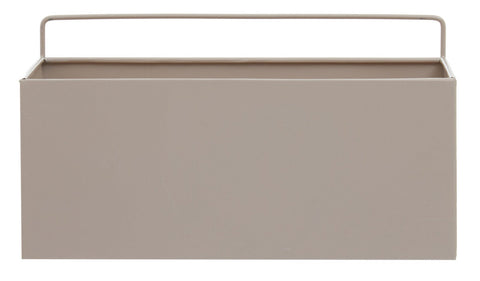 Beige metal rectangular wall plant box with handle in grey natural finish for stylish wall plant display