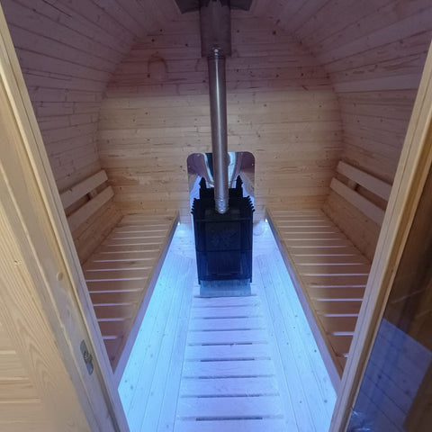 Steam & Oak Gas Barrel Sauna 3m Canopy + Anteroom (Electric or Wood-Fired)