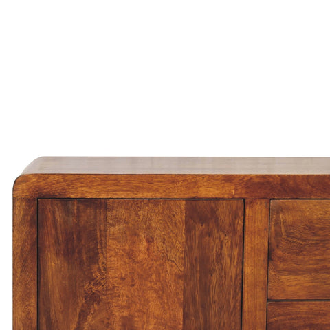Aspen cabinet with rich warm-toned wood and smooth polished finish showing natural grain patterns