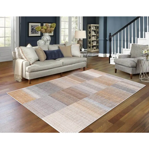 Aspre Shades Lines Rug – Brown Striped - Rugs