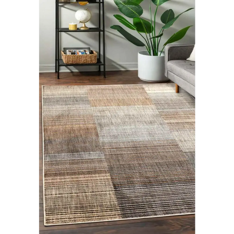 Aspre Shades Lines Rug – Brown Striped - Rugs