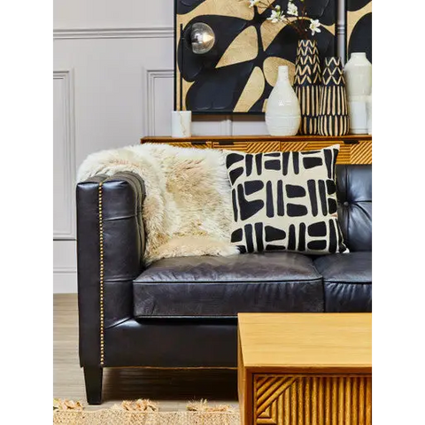 Astratto Canvas Black Leaf Design Wall Art