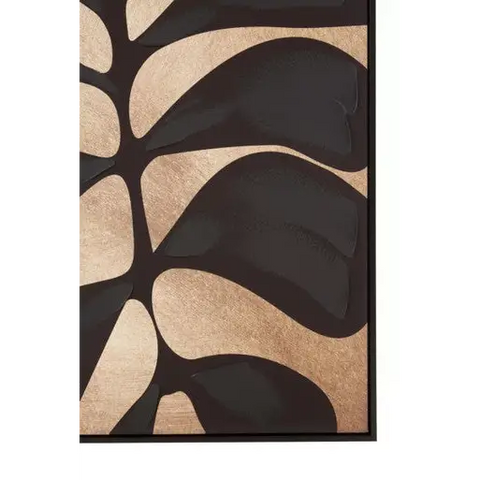 Astratto Canvas Black Leaf Design Wall Art