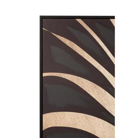 Astratto Canvas Black Leaf Design Wall Art