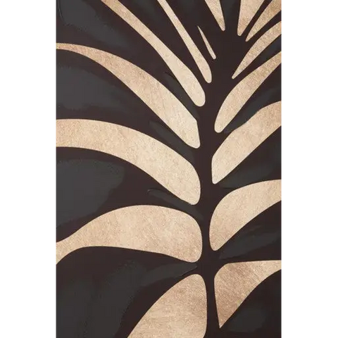 Astratto Canvas Black Leaf Design Wall Art