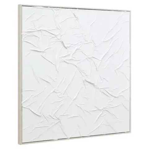 Astratto Canvas White Pleated Fabric Hand Painted Wall Art