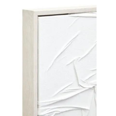 Astratto Canvas White Pleated Fabric Hand Painted Wall Art