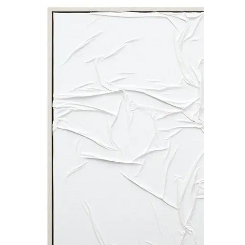 Astratto Canvas White Pleated Fabric Hand Painted Wall Art