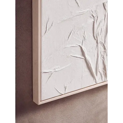 Astratto Canvas White Pleated Fabric Hand Painted Wall Art