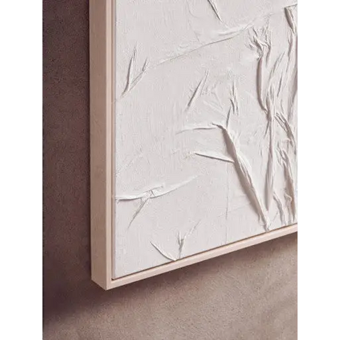 Astratto Canvas White Pleated Fabric Hand Painted Wall Art