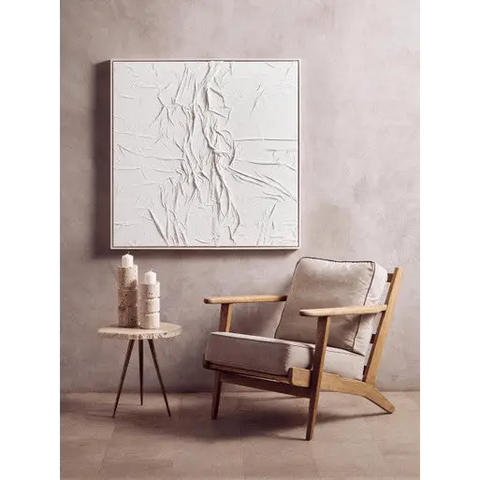 Astratto Canvas White Pleated Fabric Hand Painted Wall Art